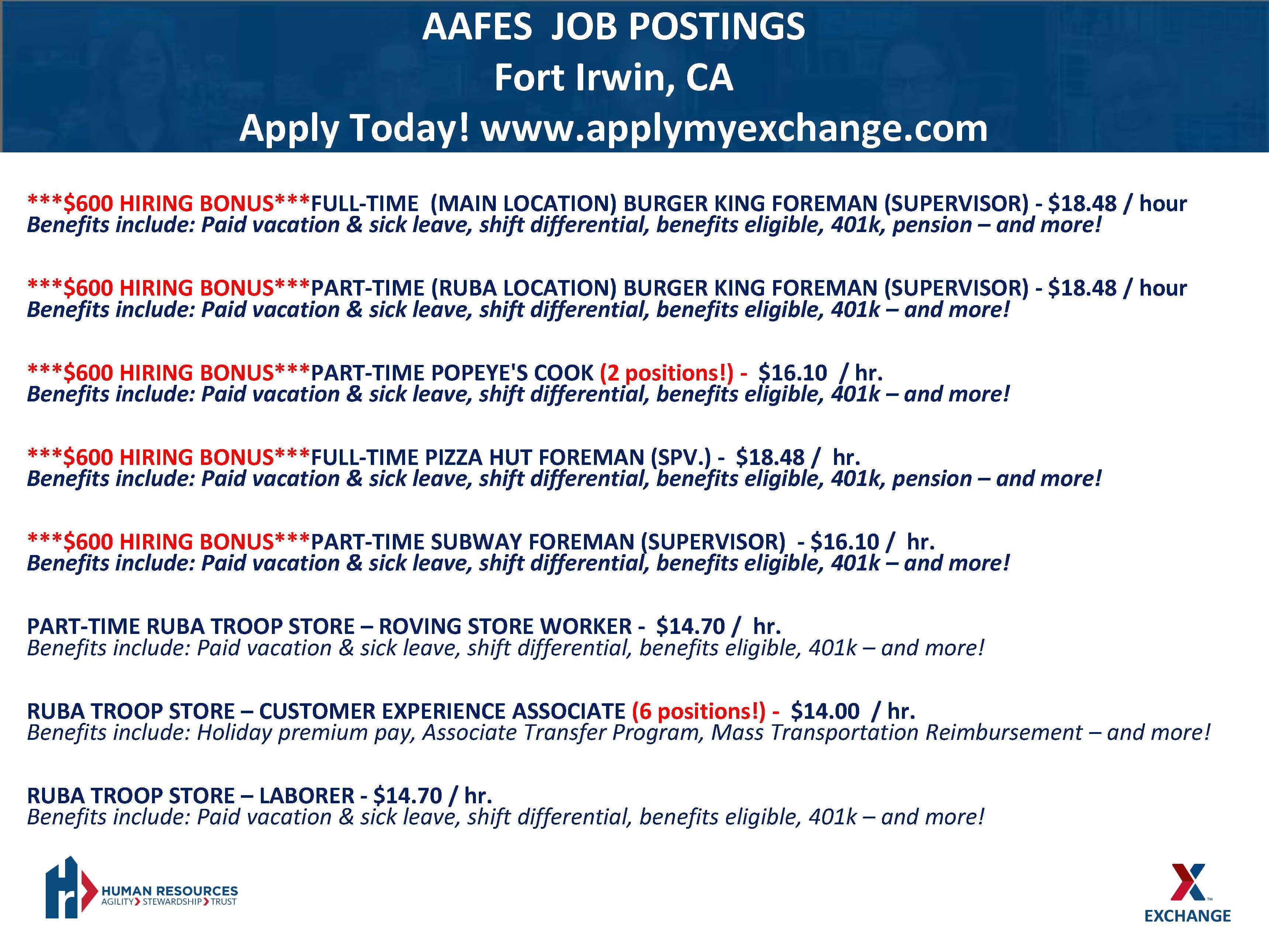 AAFES Hot Jobs