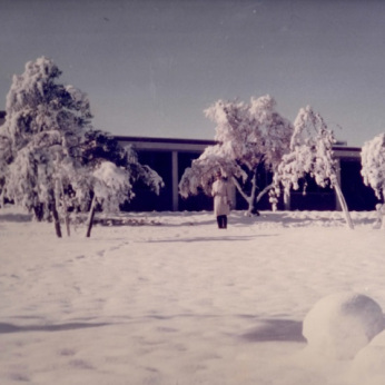snow on campus 1964