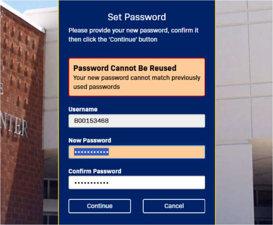 Can not use the same password