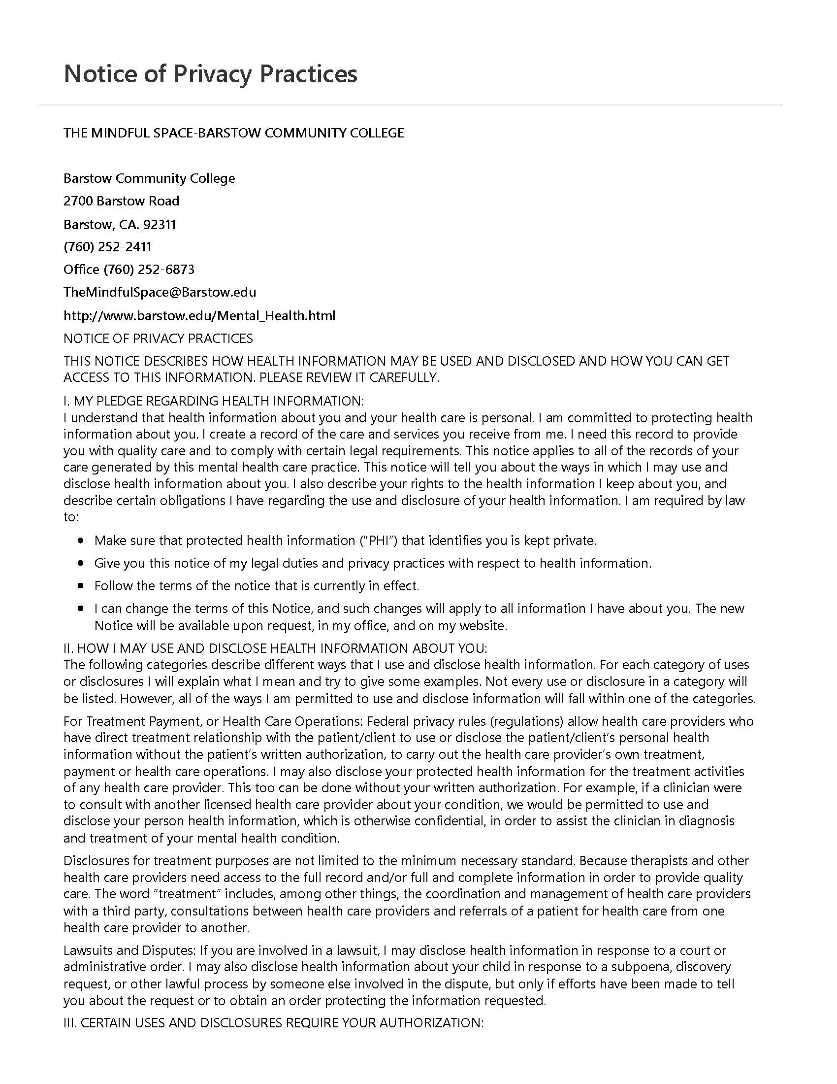 privacy policy page 1 
