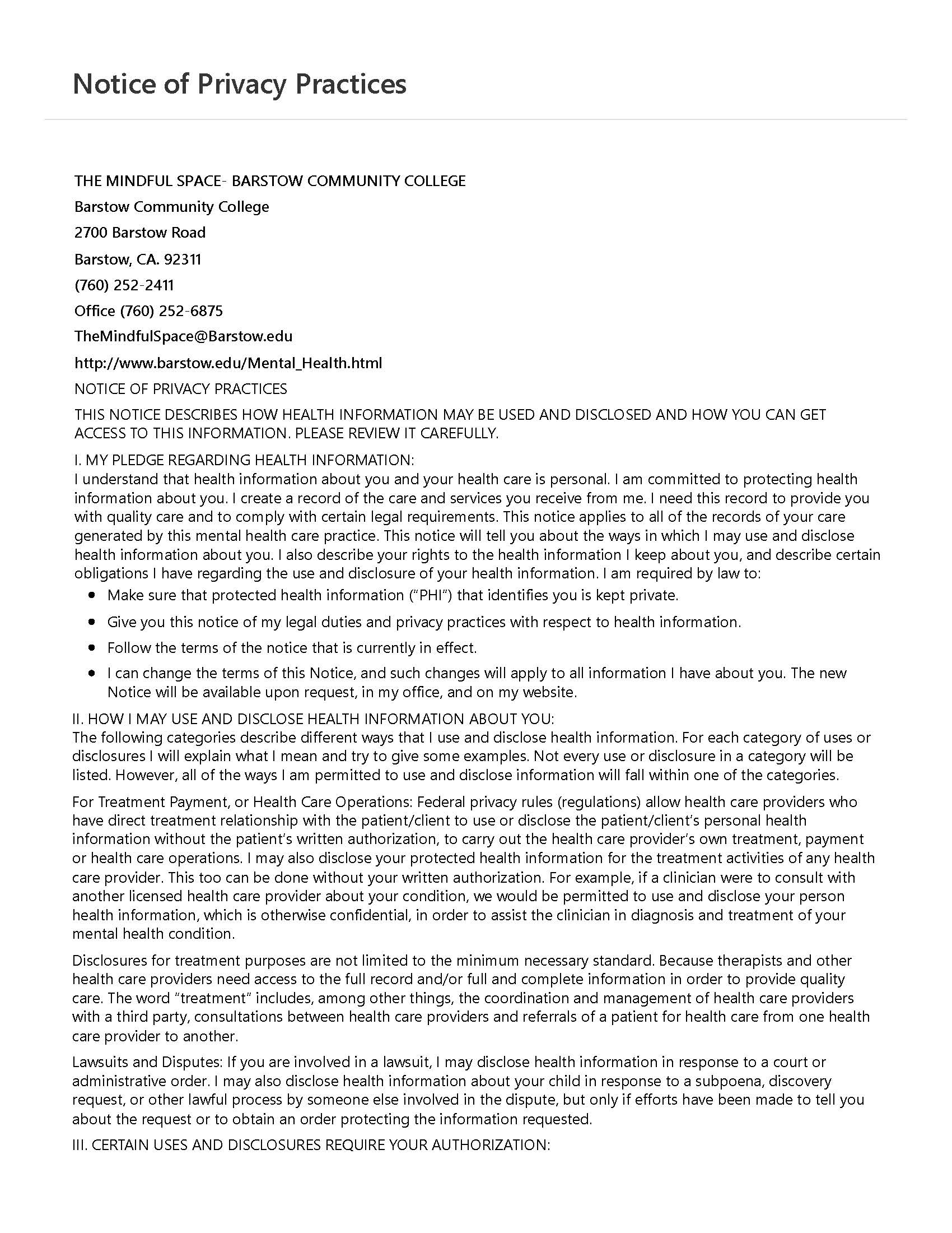 Privacy Policy Page 1