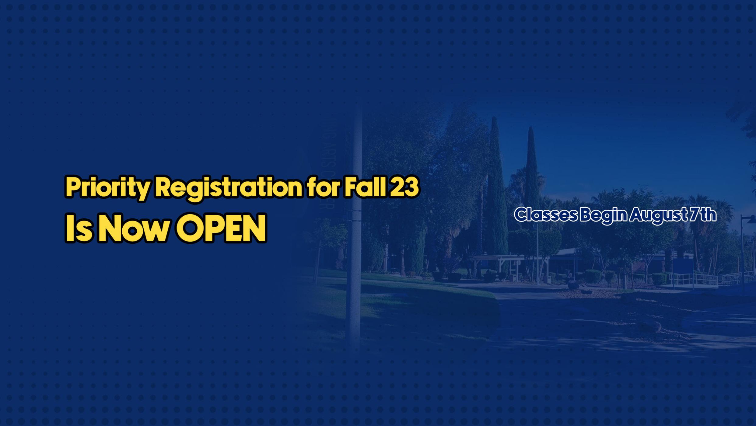 Priority Registration Fall 2023