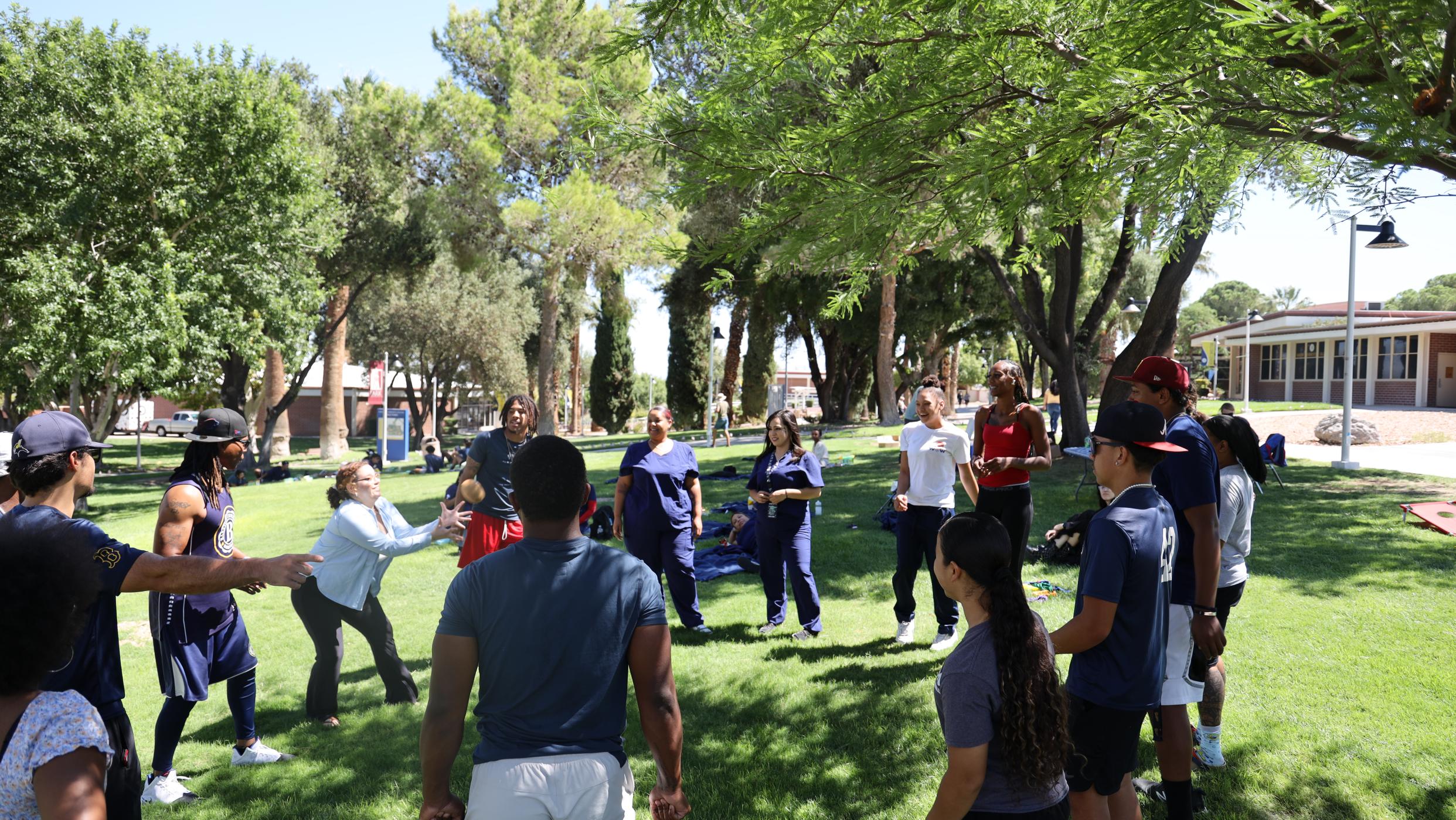 Students Playing a game on the lawn