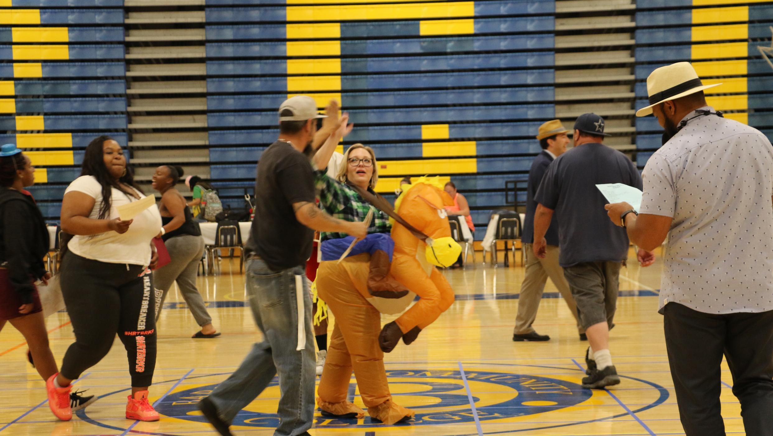 Students in BCC Gym playing games