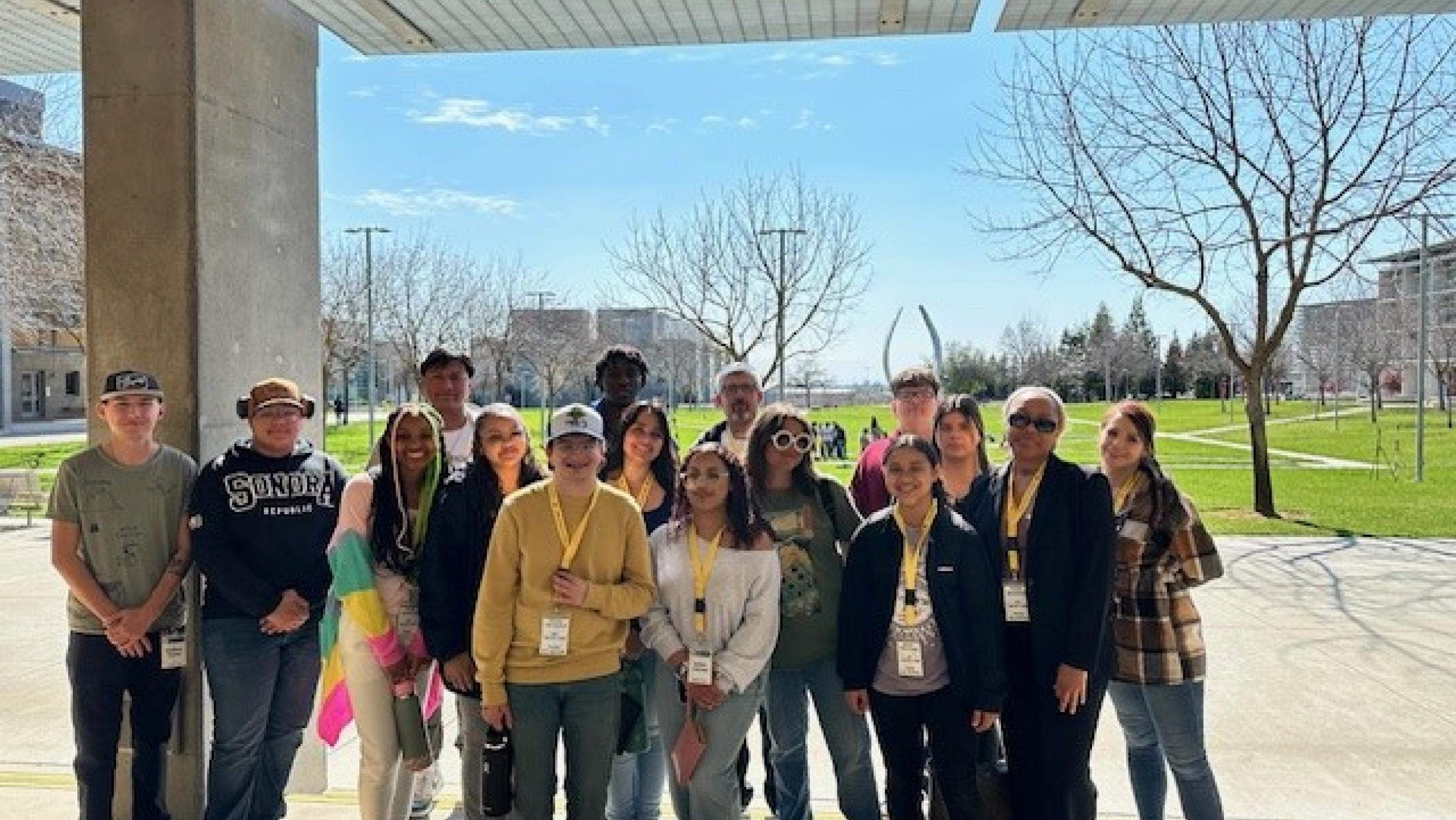 Students posing for photo at UC Merced