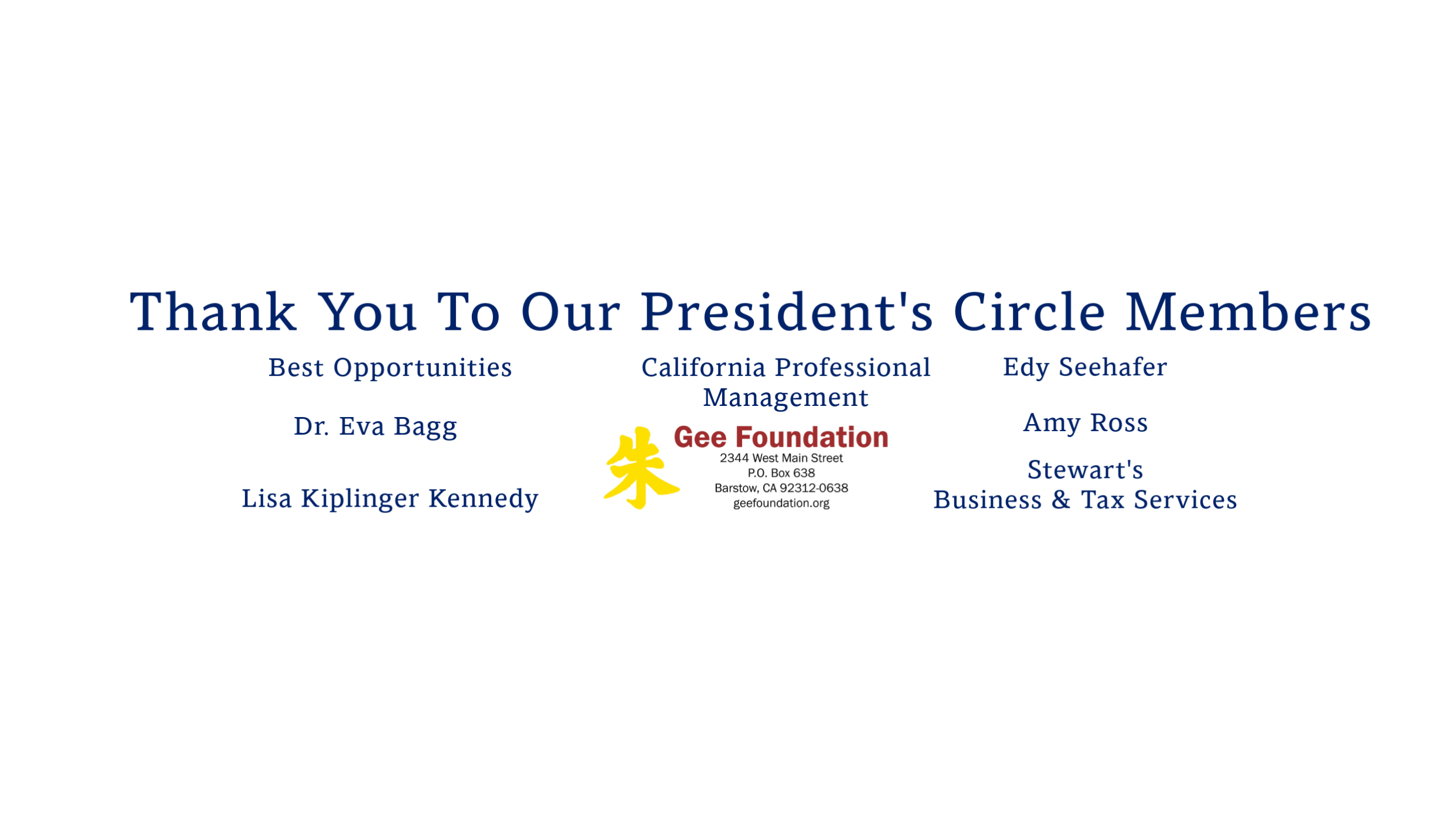 Logos and names of President's Circle Members