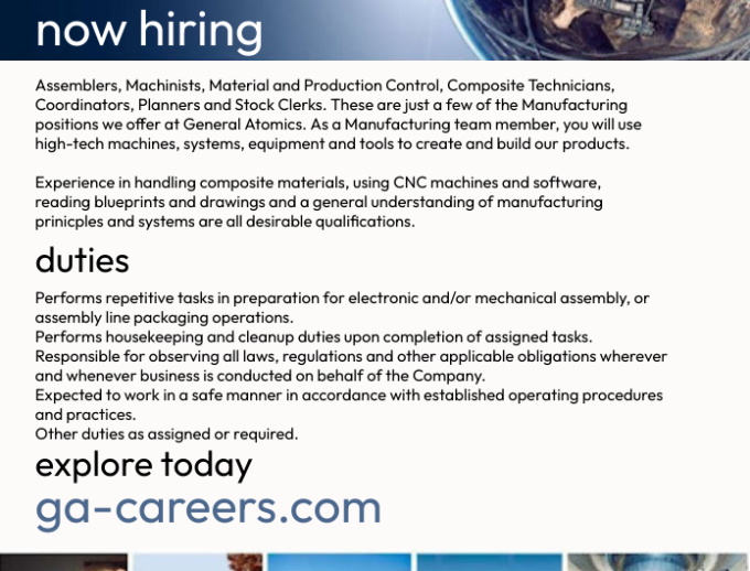 General Atomics Now Hiring!