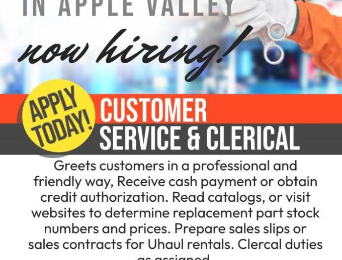 High Desert Auto Care is Now Hiring a Customer Service & Clerical Person