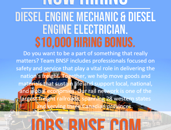 BNSF is Now Hiring in Barstow - $10,000 Hiring Bonus