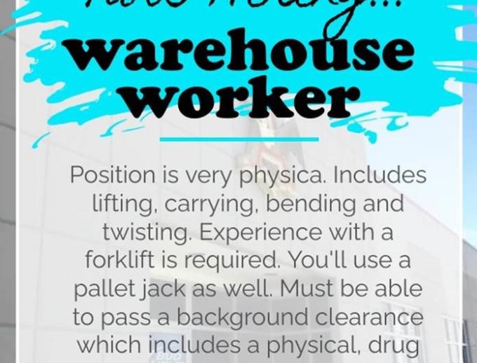 R & S Beverage Company Now Hiring a Warehouse Worker 