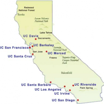 Map of California with UC Campuses
